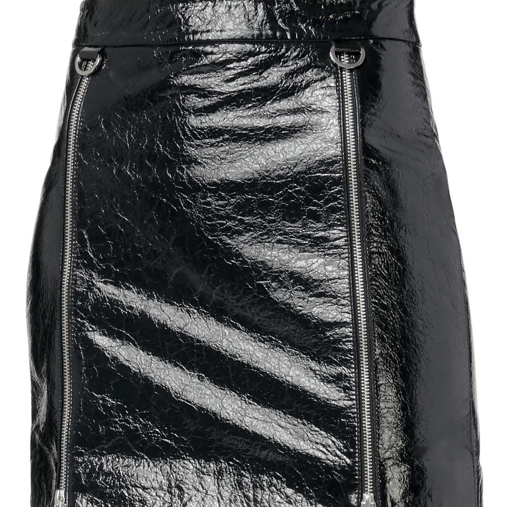 Michelle Mason Crinkled Leather Mini Skirt Sz 0
